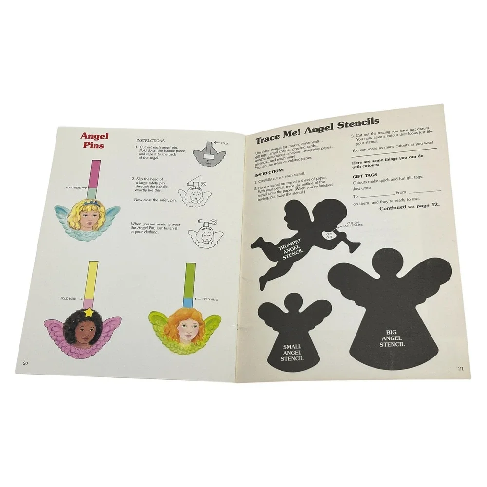 Vintage Christmas Angels Cutouts Book Scholastic 1995 Unused Stickers